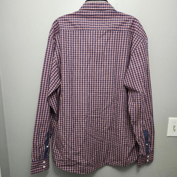Trouvaille men's button-down shirt size XXL plaid red and blue long sleeve - Picture 8 of 8